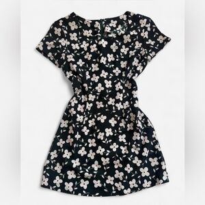 Vintage dark green floral mini a-line dress